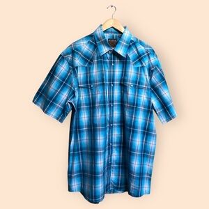 ROPER MENS Ombre Turquoise Cotton Collared Shirt Western Pearl Snap MENS Large